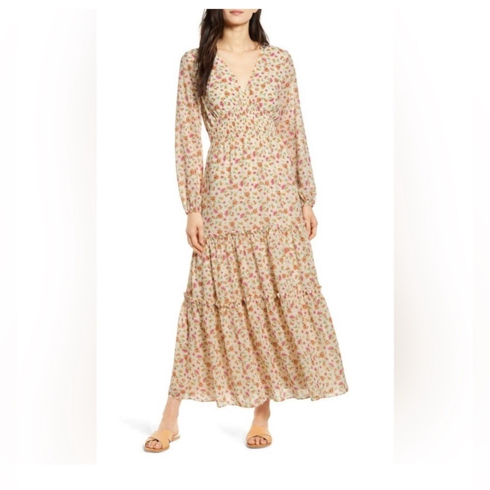 Lost + Wander Tiered Floral Smocked Midi Dress – Size S ( excellent condition )